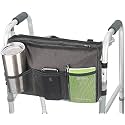 Walker Bag Hand Free Storage Bag Walker Attachment Handicap Basket Pouch for Rollator, Wheelchair, Folding Walkers (Black-Style 2)