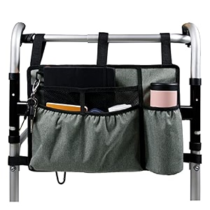 walker bag walker organizer pouch attachments bags with cup holder largety accessory basket provides hands free storage for wheelchair rollator aurh