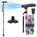 Walking Cane LIXIANG Cane for Man/Woman | Mobility & Daily Living Aids | 5-Level Height Adjustable Walking Stick | Comfortable Plastic T-Handle Portable Walking Stick Folding Cane