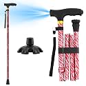 Walking Cane LIXIANG Cane for Man/Woman | Mobility & Daily Living Aids | 5-Level Height Adjustable Walking Stick | Comfortable Plastic T-Handle Portable Walking Stick Folding Cane