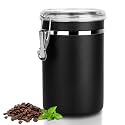 Walktosun Stainless Steel Food Container with Clear Lids Airtight Storage Container Small Canisters Kitchen Pantry Storage for Cereal, Snacks, Candy, Herbs, Spices, Sugar, Tea (1.8L Dark Black)