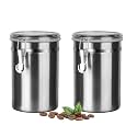 Walktosun Stainless Steel Food Container with Clear Lids Airtight Container Stackable Small Canisters Kitchen Pantry Storage for Cereal, Snacks, Candy, Herbs, Spices, Sugar, Tea (1.8L Silver-2)