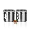 Walktosun Stainless Steel Food Container with Clear Lids Airtight Storage Container Stackable Small Canisters Kitchen Pantry Storage for Cereal, Snacks, Candy, Herbs, Spices, Sugar, Tea (1.2L Silver)