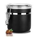 Walktosun Stainless Steel Food Container with Clear Lids Airtight Storage Container Stackable Small Canisters Kitchen Pantry Storage for Cereal, Snacks, Candy, Herbs, Spices, Sugar, Tea (Black)