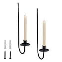 Wall Candle Holder Set of 2, Modern Candle Sconces Wall Mount Metal Holders Hanging Candle Pillar Holder for Living Room, Wedding, Farmhouse, Fireplace, Matte Black