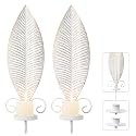 Wall Candle Holder Set of 2, Taper & Pillar Wall Iron Candelabra, Rustic Candle Holders Wall Décor Farmhouse Candle Sconces for Living Room Farmhouse Fireplace Wedding Washed Brown(Distressed White)