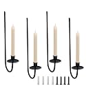 Wall Candle Holder Set of 4, Modern Candle Sconces Wall Mount Metal Holders Hanging Candle Pillar Holder for Living Room, Wedding, Farmhouse, Fireplace, Matte Black