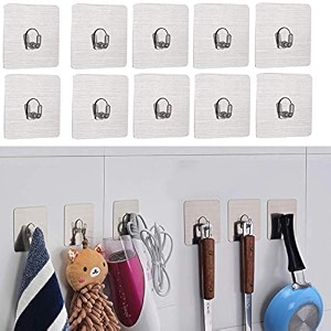wall hooks utility towel bathrobe coatsbathroom kitchen waterproof and oil proof nail free transparent heavy duty wall hook amp ceiling hanger-8 kg capicity each hook 10