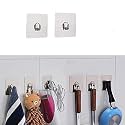 Wall Hooks Utility Towel Bathrobe Coats,Bathroom Kitchen Waterproof and Oil Proof Nail Free Transparent Heavy Duty Wall Hook & Ceiling Hanger-8 Kg Capicity Each Hook (2)