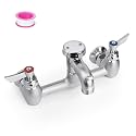 Wall Mount 8" Center Mop Sink Faucet with Vacuum Breaker, 3.5" Short Spout