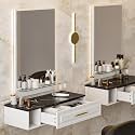 Wall Mount Barber Station with Mirror, Mounted Salon Station Styling Station w/Drawer, Dryer Holders &amp; Glass Shelf, Beauty Barber Spa Equipment for Hair Stylist(White-New)