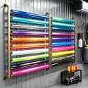 Wall Mount Fabric Roll Storage Rack, 8 Rod Vinyl Paper Roll Holder with Adjustable Hanging Rod, 68IN W Heavy Duty Display Shelf for Auto Shop, Warehouse, Showroom, Home Textile (Gold, 20-Row)