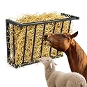 Wall Mount Hay Rack for Goats, Sheep, Horses – Heavy Duty 16 Gallon Livestock Hay Feeder, Hanging Blanket Holder with Rust Resistant Coating, Space Saving Farm Goat Feeder for Indoor, Outdoor Use