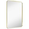 Gold Bathroom Mirror 16x20in, Metal Framed Rounded Rectangle Wall