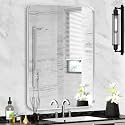 Silver Bathroom Mirror 24x30in, Metal Framed Rounded Rectangle