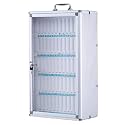 Wall-Mounted Aluminum Alloy Cell Phone Lock Box - 60 Slot Organizer with Key &amp; Handle, Secure Storage for Office &amp; School Mobile Devices (Silver-A)