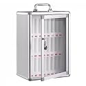 Wall Mounted Cell Phone Storage Box - 60 Slot Aluminum Alloy Organizer with Lock &amp; Handle, Secure Pocket Chart for Schools &amp; Offices - Silver-A
