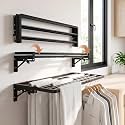 Wall Mounted Clothes Drying Rack, Foldable, 70 lbs Capacity, 30 Inch, Black