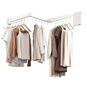Wall Mounted Collapsible Clothes Drying Rack, Space-Saving Laundry Drying Rack Clothing Hanger, Durable Foldable Design Extends Left, Right & Up for Upgraded Versatility