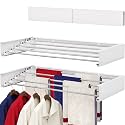 Wall Mounted Drying Rack 31.5", Foldable Laundry Drying Rack with Stainless Steel Rods, Retractable Laundry Space Saver for Indoor &amp; Outdoor Use, Include Wall Template