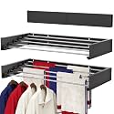 Wall Mounted Drying Rack 31.5", Foldable Laundry Drying Rack with Stainless Steel Rods, Retractable Laundry Space Saver for Indoor & Outdoor Use, Include Wall Template