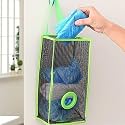 Wall Mounted Foldable Hanging Mesh Garbage Collector, Net Storage Polythene Breathable Grocery Shopping Cloth Bags Kitchen Plastic Container Trash Carrier Bag Holder Organizer For Kitchen Home Use.