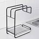 Wall-Mounted Kitchen Organizer with Drain Tray - Space-Saving Sponge Holder & Dish Drying Rack for Efficient Kitchen Storage