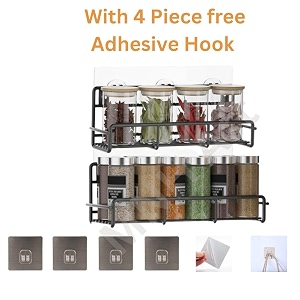 wall mount self adhesive kitchen spice bathroom shelf for organizer without drill spices amp shempu bottles  space saving bottles free 4 piece self adhisive sticker