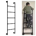 Basement Window Well Egress Ladder, Wall Mounted Wrought Iron Attic Bunk Bed Ladder, Metal Step Ladders for Loft Climbing Ladders for High Bed Outside Deck RV Apartments(Black, 5.4×1.5ft)