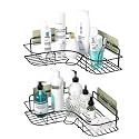 Wall Mounted Self-Adhesive Bathroom Corner Shelf/Kitchen Rack & Holder - Bathroom Accessories (Material-GI Metal, Powder Coated Finish, Black, L Shape Pack of 2)