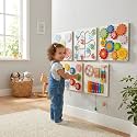 Wall Mounted Activity Board Set of 5 for Toddlers 1–4 Years – Wooden Montessori Learning Panels with Gears, Numbers, Shapes & Xylophone for Nursery & Playroom | Blue Bells Toys