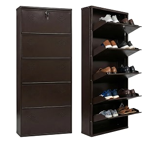 Wall Mounted Shoe Rack - 5 Door