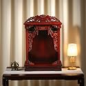 Wall Mounted Shrine Buddhist Altar, Personal Shrine Stand with Retractable Pull Plate, Solid Wood Meditation Altar Table, Buddha Cabinet, for Bedroom, Office (Red, 50cm/19.7in)
