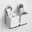Wall Mounted Toothbrush Holder for Bathroom | Multipurpose Toothbrush Stand for Electric Toothbrush, Toothpaste & Cosmetic Brushes | Bathroom Organizer with Drainage Tray & Divider Storage