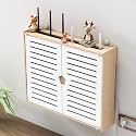 Wall Mounted WiFi Shelf, Router Storage Box, Home Media Storage Cabinet, Double-Deck Shelf, Cable Management Organizer, for Living Room, Office, Bedroom(37cm/14.6in)