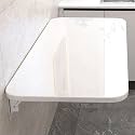 Wall Mounted Wooden Laundry Floating Table - Space-Saving Worktop for Kitchen Dining Home Office Bars &amp; Restaurants (White 50x50cm/20x20in)