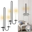 Wall Sconce Candle Holder Metal Hanging Wall Decorations for Home,Living Room, Bathroom, Dining Room, Set of 2（Black