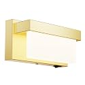 Wall Sconce Gold Wall Light with On/Off Switch 8 inch LED Wall Lamp Acrylic Lampshade 4000K Sconce Wall Lighting
