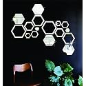 Wall1ders 4 Hexagon and 12 Hexagon Shapes Different Size Silver, Acrylic Mirror wall Decor Sticker, wall Mirror Stickers, Acrylic Stickers, Wall Stickers for Hall Room, Bed Room, Kitchen.