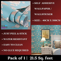 WallBerry 500 cm x 40 cm Waterproof Abstract Vinyl Wallpaper (Blue)