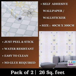 wallberry 300 cm x 40 cm waterproof floral  botanical vinyl wallpaper multicolor pack of 2