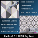 WallBerry 500 cm x 40 cm Waterproof Abstract Vinyl Wallpaper (Multicolor, Pack of 5)