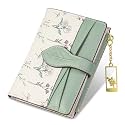 Wallets for Women- RFID Blocking- Soft PU Leather Bifold Coin Zipper Pocket Purse-Small flower wallet Credit Card Holder with ID Window (Green)