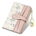 Wallets for Women- RFID Blocking- Soft PU Leather Bifold Coin Zipper Pocket Purse-Small flower wallet Credit Card Holder with ID Window (Pink)