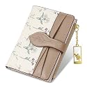 Wallets for Women- RFID Blocking- Soft PU Leather Bifold Coin Zipper Pocket Purse-Small flower wallet Credit Card Holder with ID Window (Khaki)