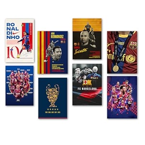 wallgasm paper barcelona set of 8 8x12 inch a4 size 300 gsm posters  football posters  barca poster  barcelona  sports wall art for bedroom living room  visca el bara
