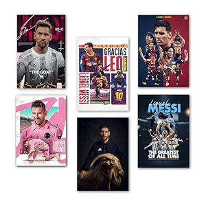 wallgasm lionel messi posters set of 6 8x12 inch a4 size 300 gsm  football  la pulga poster  lionel messi  sports wall art for bedroom living room  goat posters
