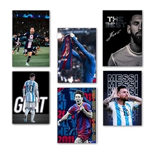 wallgasm lionel messi set of 6 posters 8x12 inch a4 size 300 gsm  football  la pulga  sports wall art for bedroom living room  goat