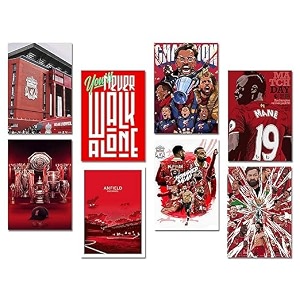 wallgasm liverpool posters set of 8 8x12 inch a4 size 300 gsm  football  the reds poster  liverpool  sports wall art for bedroom living room  mo salah  premier league posters