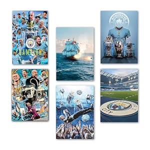 wallgasm manchester city set of 6 posters 8x12 inch a4 size 300 gsm  football  the citizens  sports wall art for bedroom living room